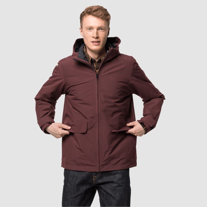 Jack Wolfskin Mens White Forest Winter Jacket Dark Brown Red 950316ASF